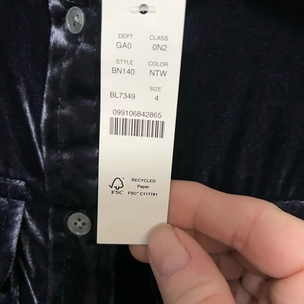 J. Crew NWT classic fit button down velvet shirt in purple blue
